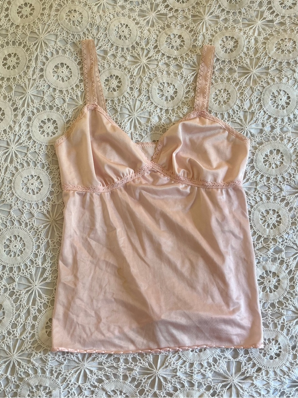 Vintage pink babydoll satin tank top